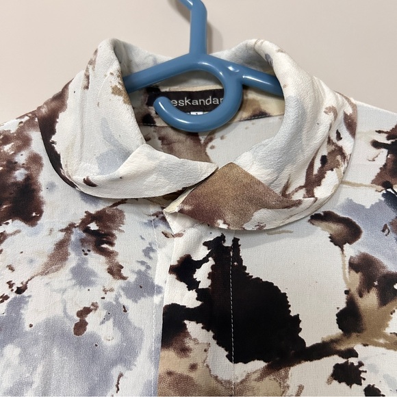 Eskandar 100% Silk Abstract Print Shirt – Oversized Fit - Picture 3 of 13